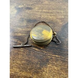 Vintage Antique Brass Pocket Compass Made In France Military Style W/CHAIN Works